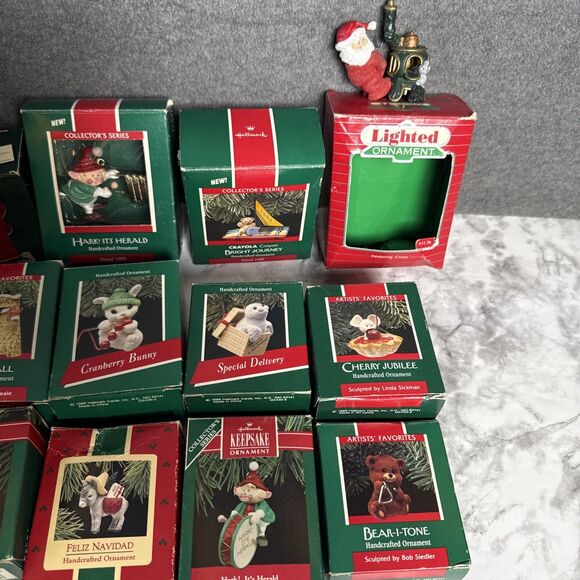 Vintage 1980's Hallmark Keepsake Christmas Ornament Lot of 13 Mouse Seal Elf Sno - Picture 3 of 12